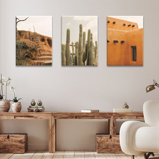 Tableau en Toile Maisonnette Mexicaine et Cactus